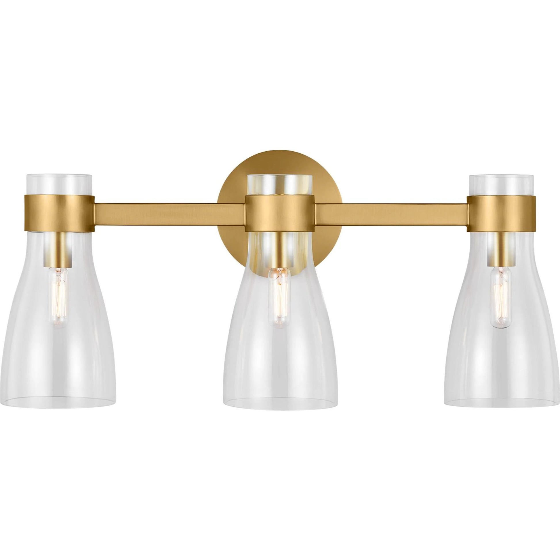 Moritz Three Light Vanity by Visual Comfort & Co. in polished nickel. Made from steel in a modern style.