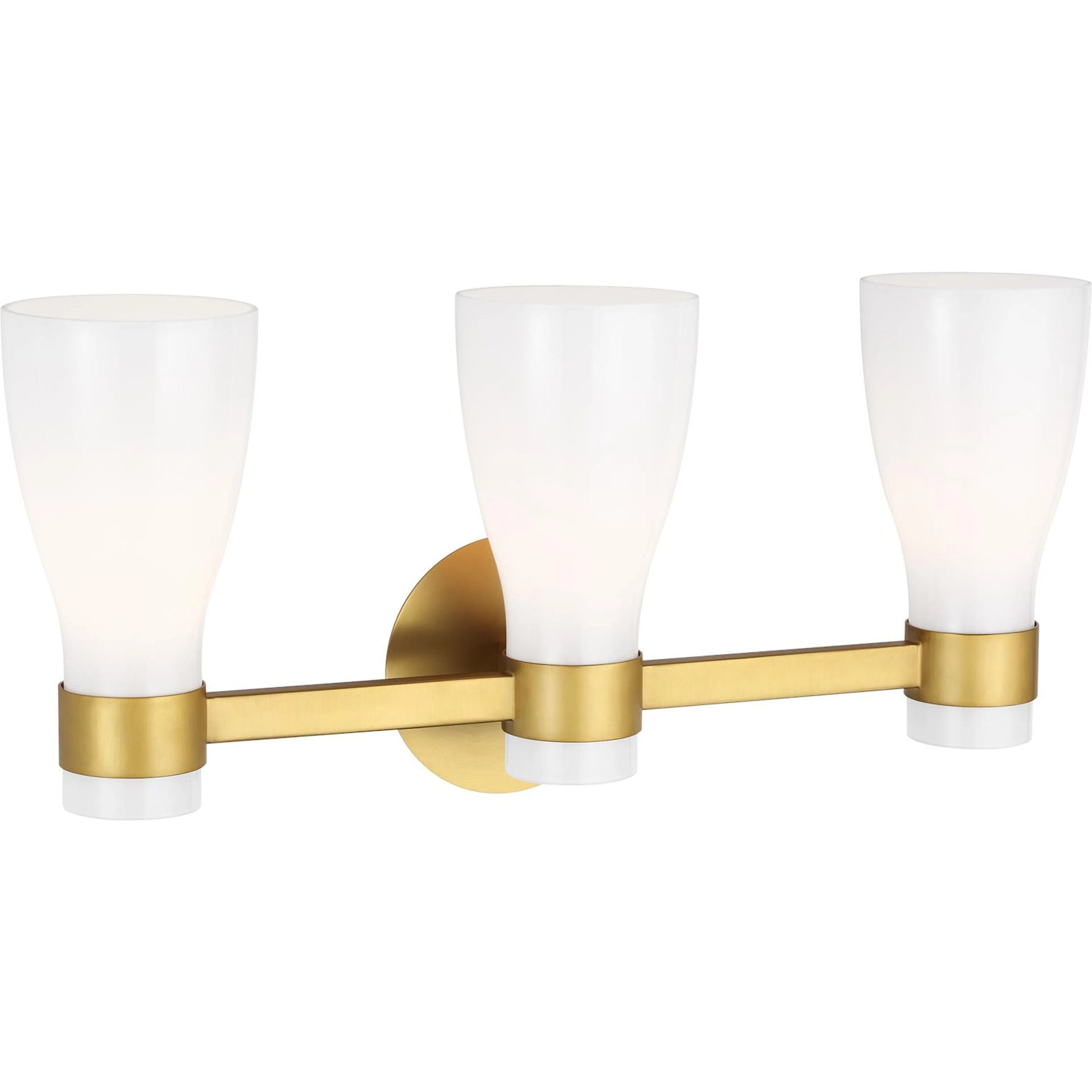 Moritz Three Light Vanity by Visual Comfort & Co. in polished nickel. Made from steel in a modern style.