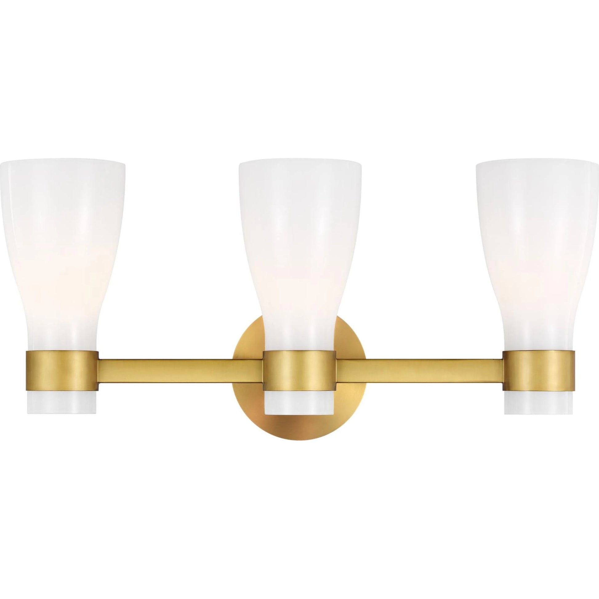 Moritz Three Light Vanity by Visual Comfort & Co. in polished nickel. Made from steel in a modern style.