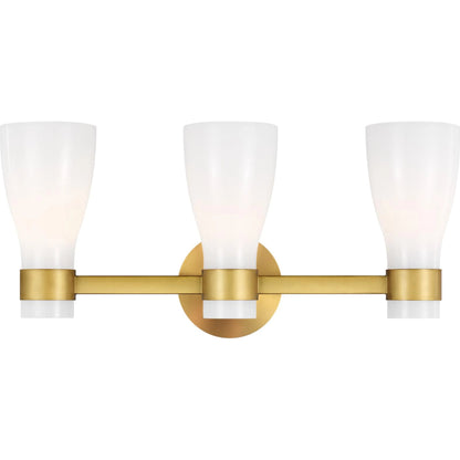 Moritz Three Light Vanity by Visual Comfort & Co. in polished nickel. Made from steel in a modern style.