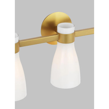 Moritz Three Light Vanity by Visual Comfort & Co. in polished nickel. Made from steel in a modern style.