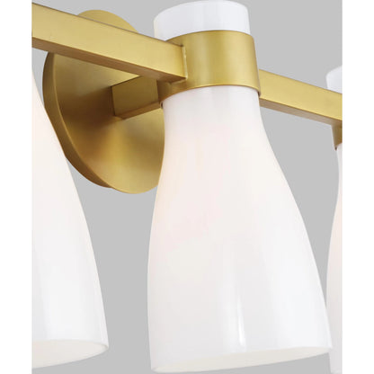Moritz Three Light Vanity by Visual Comfort & Co. in polished nickel. Made from steel in a modern style.