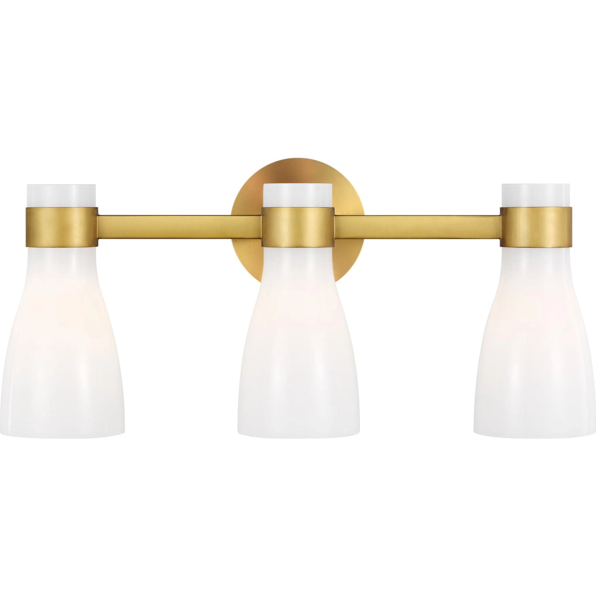 Moritz Three Light Vanity by Visual Comfort & Co. in polished nickel. Made from steel in a modern style.