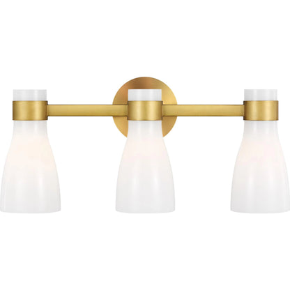Moritz Three Light Vanity by Visual Comfort & Co. in polished nickel. Made from steel in a modern style.