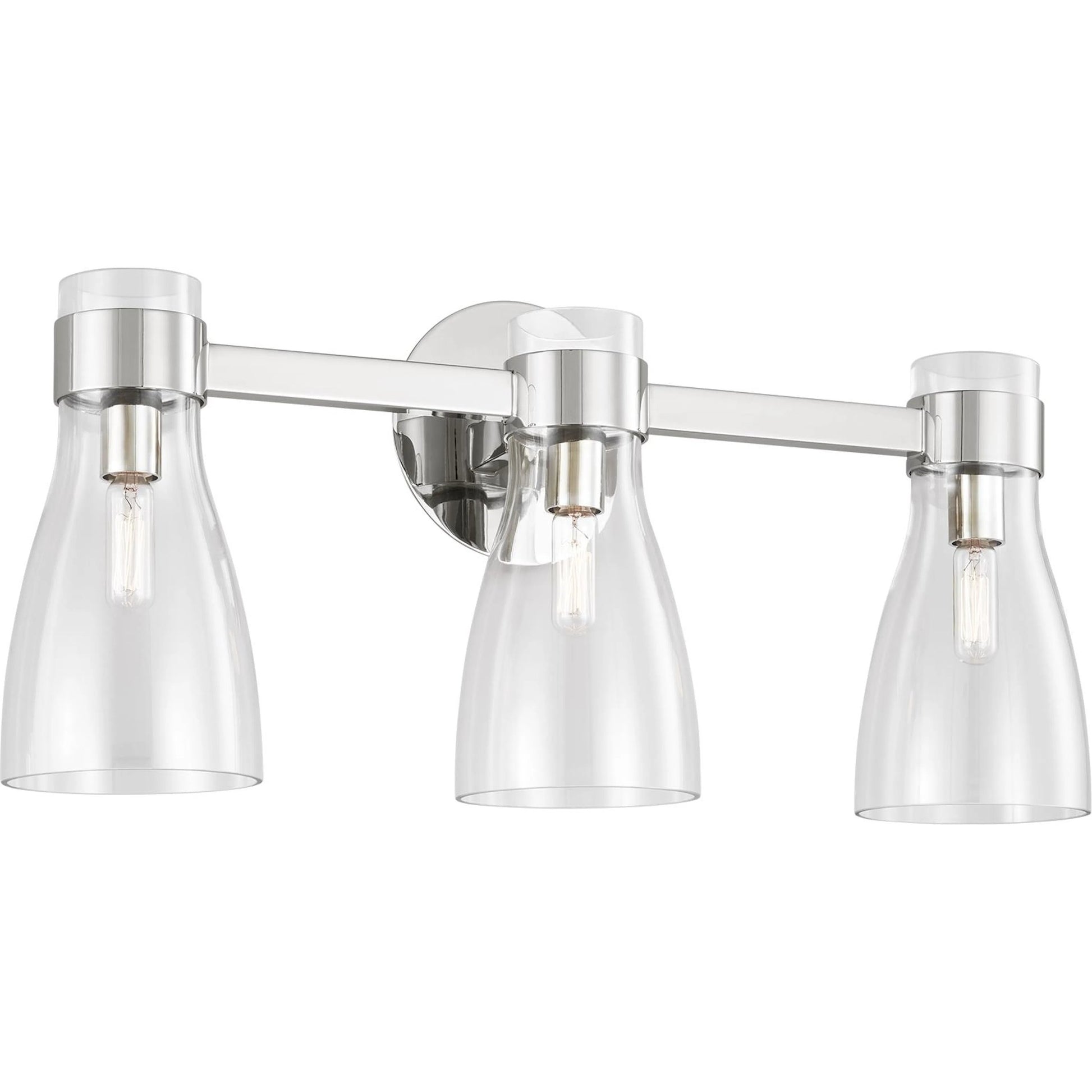 Moritz Three Light Vanity by Visual Comfort & Co. in polished nickel. Made from steel in a modern style.