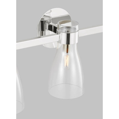 Moritz Three Light Vanity by Visual Comfort & Co. in polished nickel. Made from steel in a modern style.