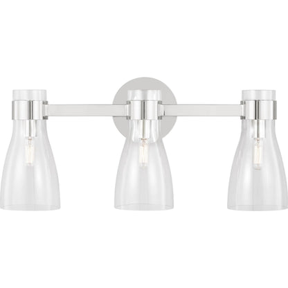 Moritz Three Light Vanity by Visual Comfort & Co. in polished nickel. Made from steel in a modern style.