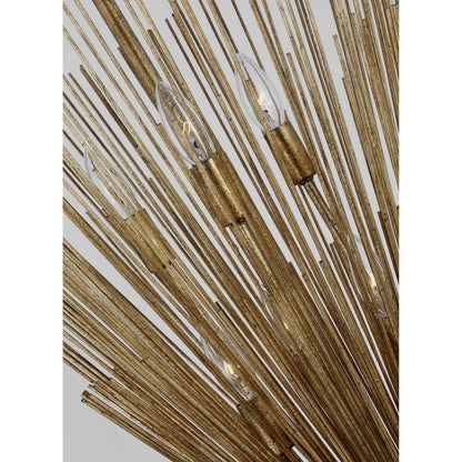 Helios Pendant by Visual Comfort & Co. in antique gild. Made from steel in a unique style.