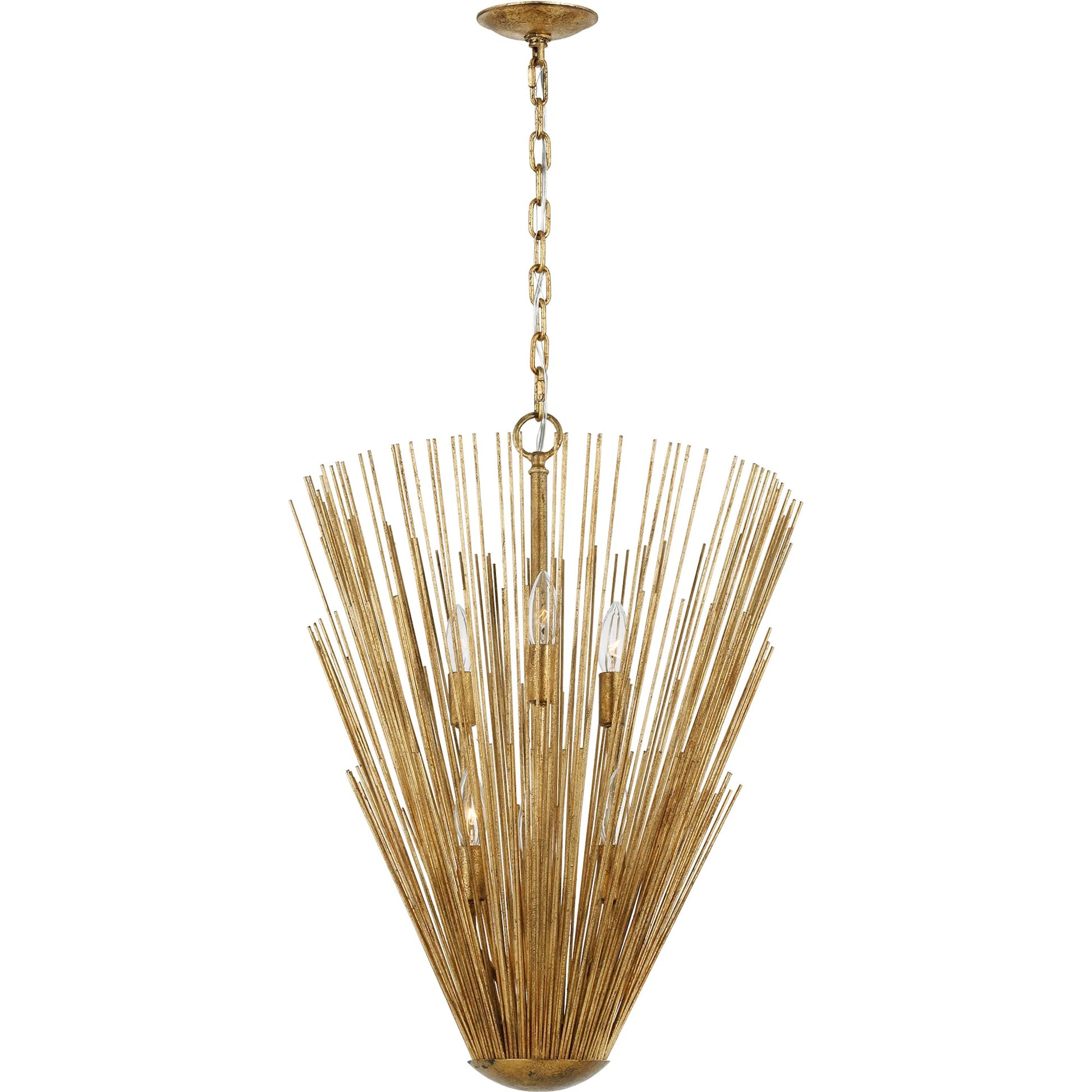 Helios Pendant by Visual Comfort & Co. in antique gild. Made from steel in a unique style.