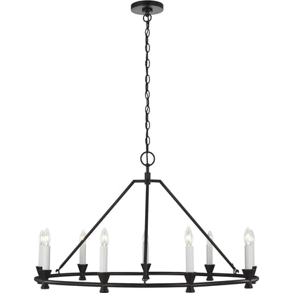 Keystone Medium Chandelier by Visual Comfort & Co. in aged iron. Made from steel in a traditional style.