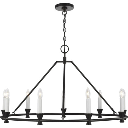 Keystone Medium Chandelier by Visual Comfort & Co. in aged iron. Made from steel in a traditional style.