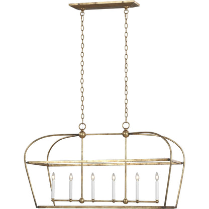 Stonington Linear Lantern by Visual Comfort & Co. in antique gild. Made from steel in a unique style.
