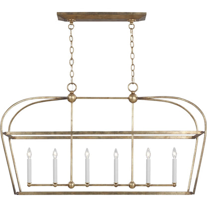 Stonington Linear Lantern by Visual Comfort & Co. in antique gild. Made from steel in a unique style.