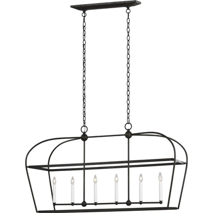 Stonington Linear Lantern by Visual Comfort & Co. in antique gild. Made from steel in a unique style.