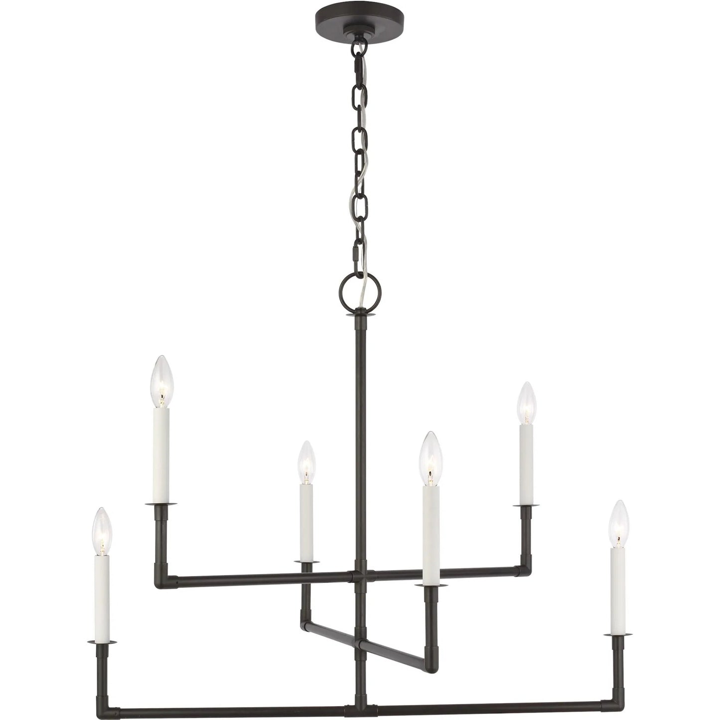 002 SI-2233992 | Primary Silo | Bayview Medium Chandelier by Visual Comfort & Co. in aged iron. Made from steel in a unique style.