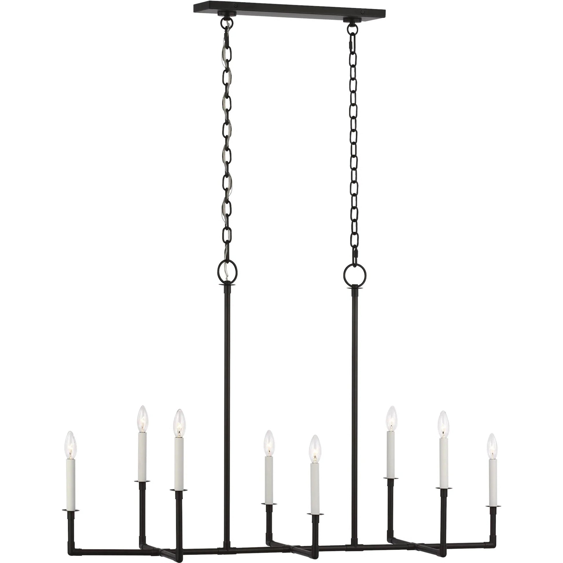 Bayview Linear Chandelier by Visual Comfort & Co. in aged iron. Made from steel in a traditional style.