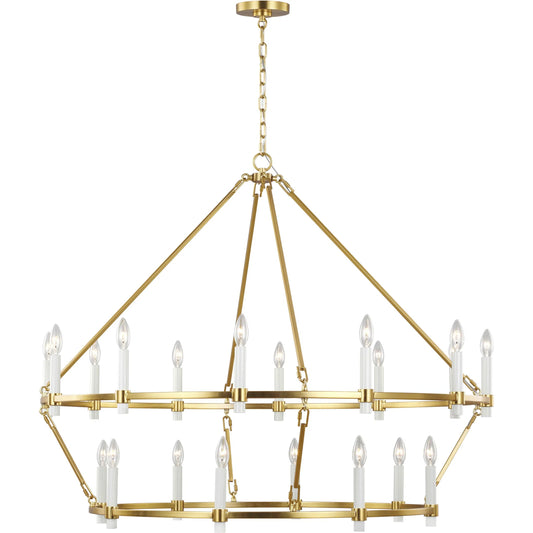 Marston 2 Tier Large Chandelier by Visual Comfort & Co. in burnished brass. Made from steel in a traditional style.