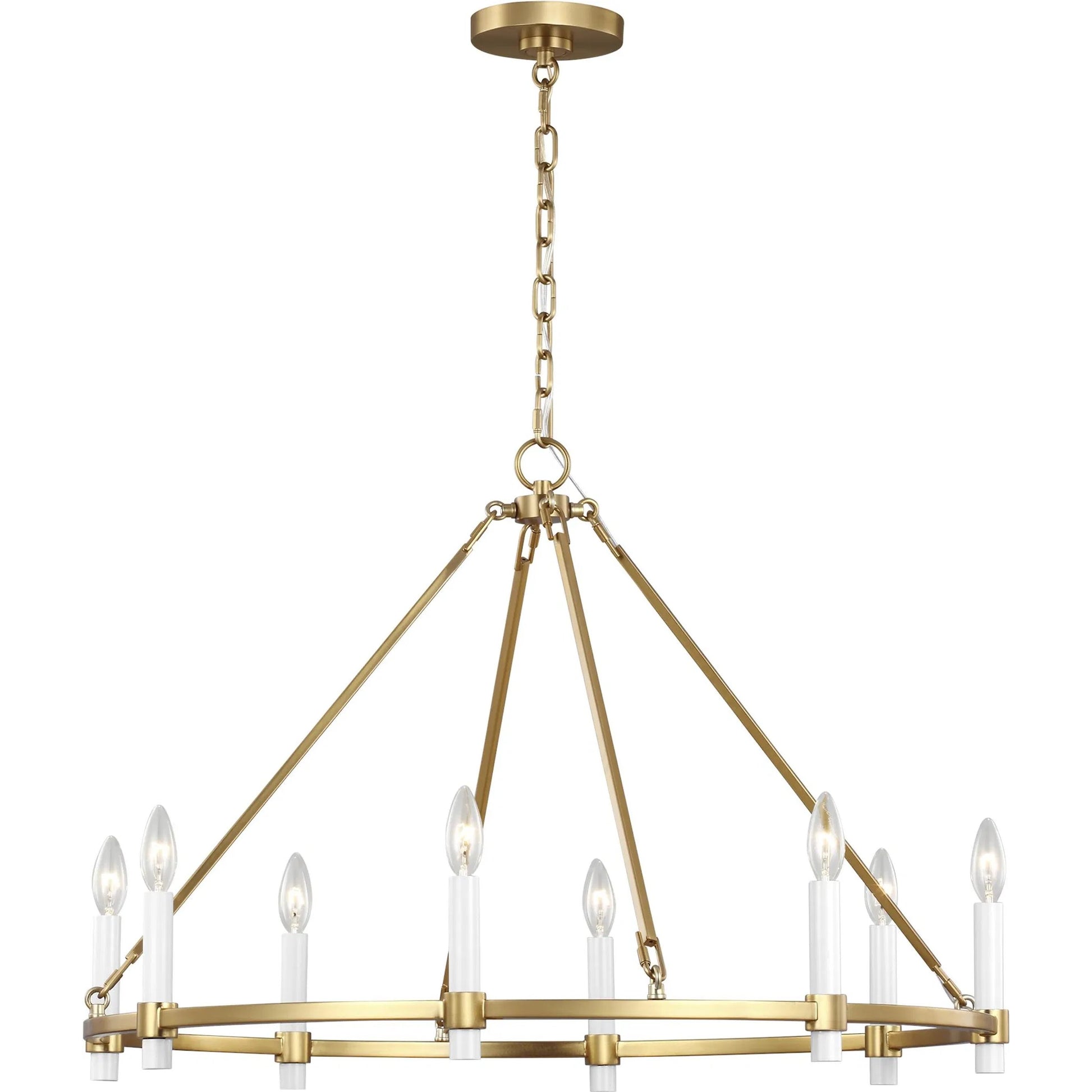 Marston Large Chandelier by Visual Comfort & Co. in burnished brass. Made from steel in a unique style.