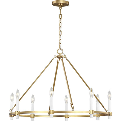 Marston Large Chandelier by Visual Comfort & Co. in burnished brass. Made from steel in a unique style.