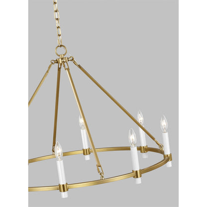 Marston Large Chandelier by Visual Comfort & Co. in burnished brass. Made from steel in a unique style.