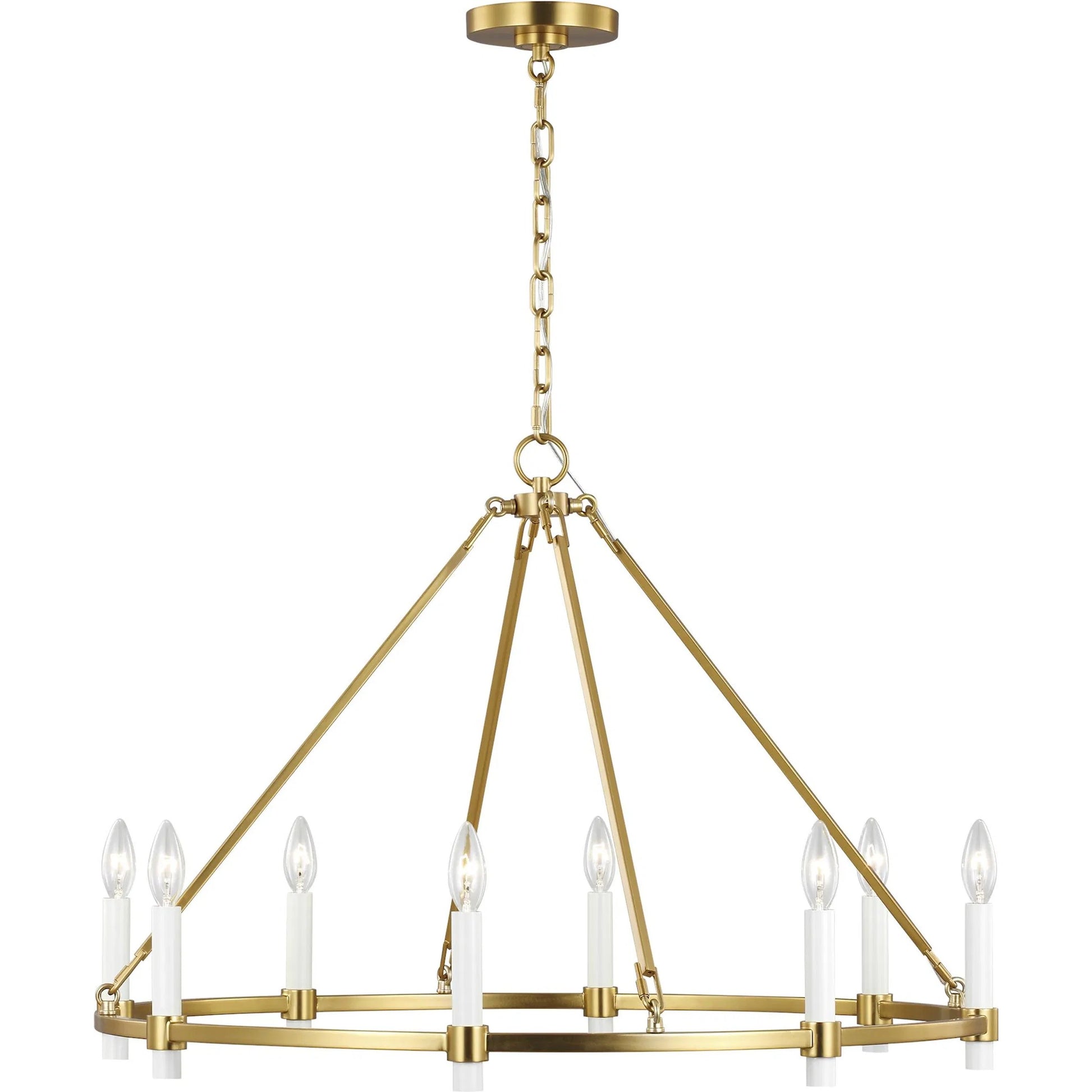 Marston Large Chandelier by Visual Comfort & Co. in burnished brass. Made from steel in a unique style.