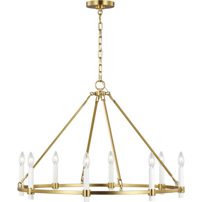 Marston Large Chandelier by Visual Comfort & Co. in burnished brass. Made from steel in a unique style.