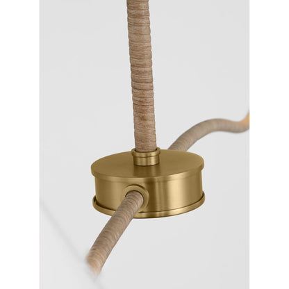 Laguna Large Linear Chandelier by Visual Comfort & Co. in burnished brass. Made from steel in a unique style.