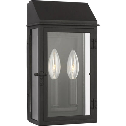 Hingham Small Outdoor Wall Lantern by Visual Comfort & Co. in textured black. Made from stonestrong in a cottage & farmhouse style.