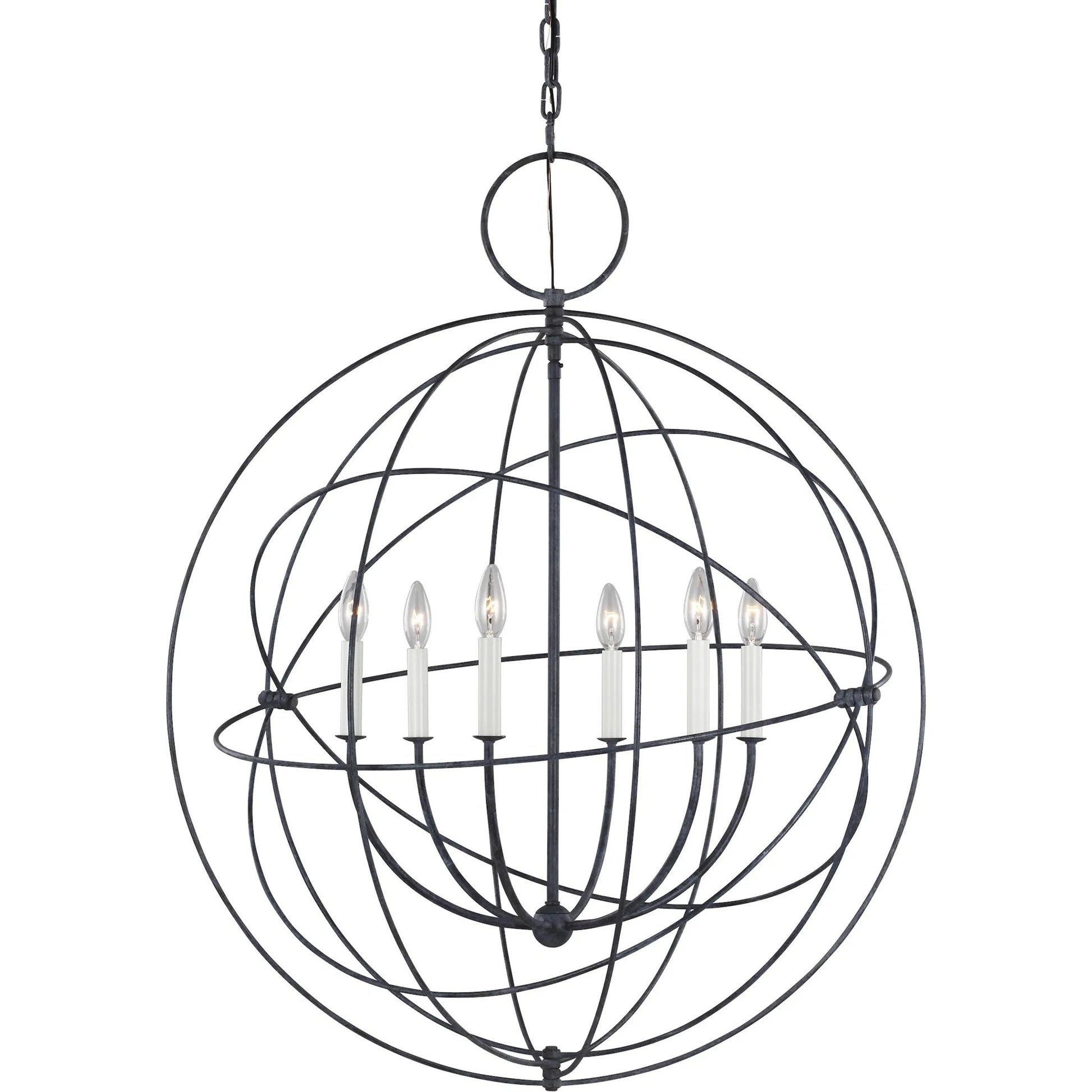 Bayberry Large Pendant by Visual Comfort & Co. in weathered galvanized. Made from steel in a unique style.