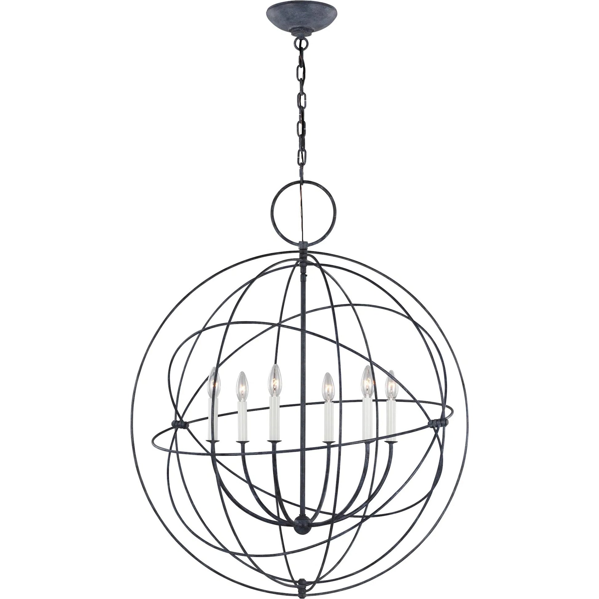 Bayberry Large Pendant by Visual Comfort & Co. in weathered galvanized. Made from steel in a unique style.