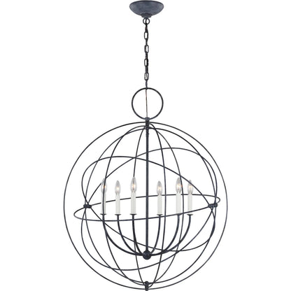 Bayberry Large Pendant by Visual Comfort & Co. in weathered galvanized. Made from steel in a unique style.