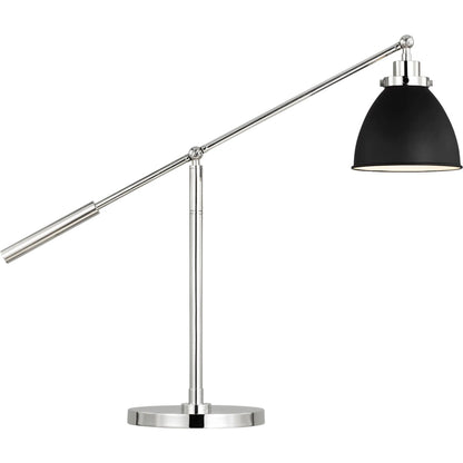 Wellfleet Dome Desk Lamp by Visual Comfort & Co. in matte white, polished nickel. Made from steel in a unique style.
