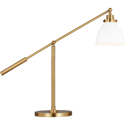 Wellfleet Dome Desk Lamp by Visual Comfort & Co. in matte white, polished nickel. Made from steel in a unique style.