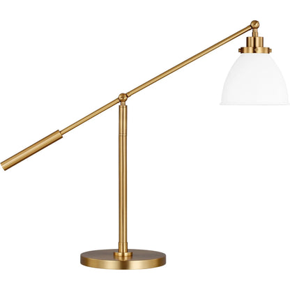 Wellfleet Dome Desk Lamp by Visual Comfort & Co. in matte white, polished nickel. Made from steel in a unique style.