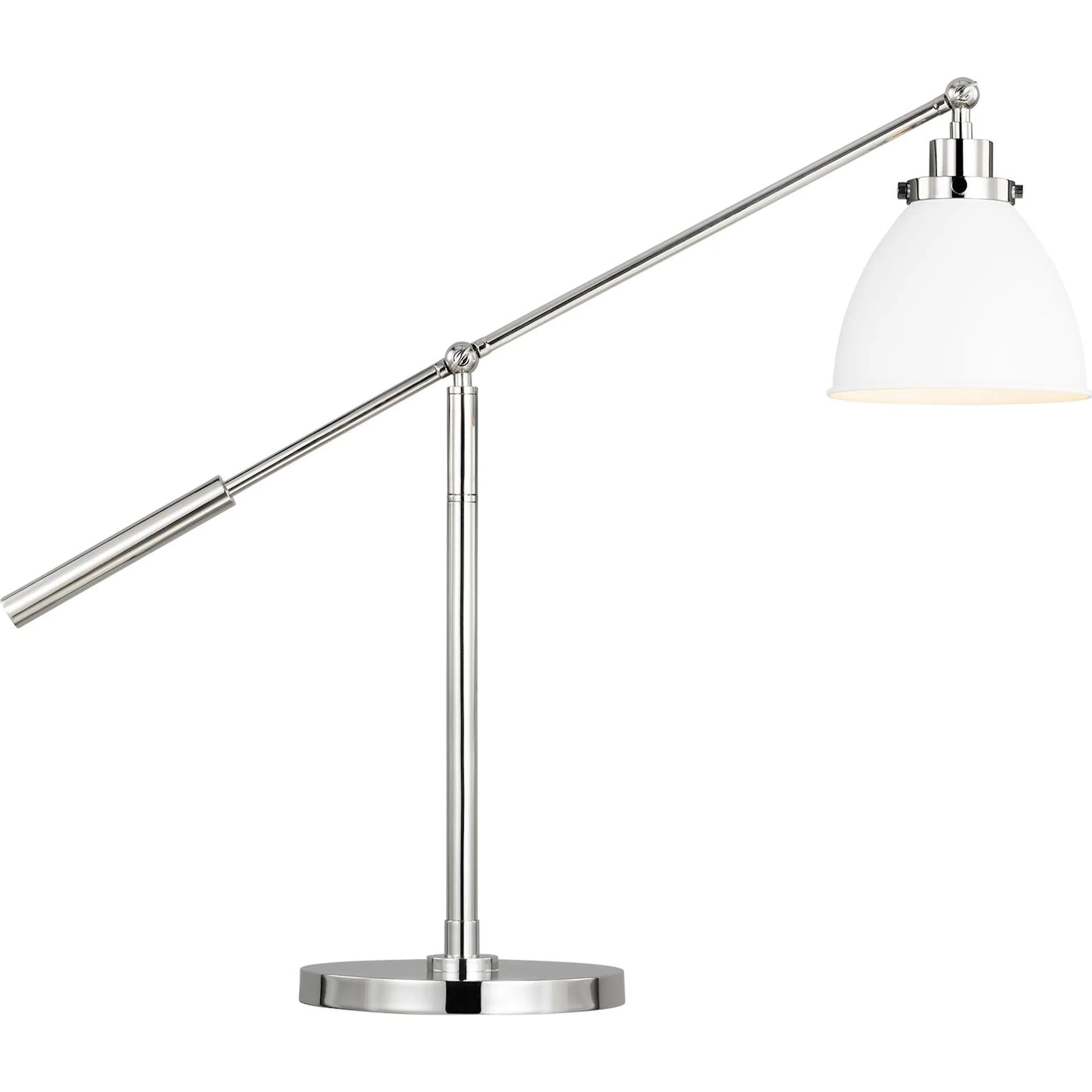 Wellfleet Dome Desk Lamp by Visual Comfort & Co. in matte white, polished nickel. Made from steel in a unique style.