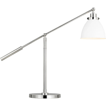 Wellfleet Dome Desk Lamp by Visual Comfort & Co. in matte white, polished nickel. Made from steel in a unique style.