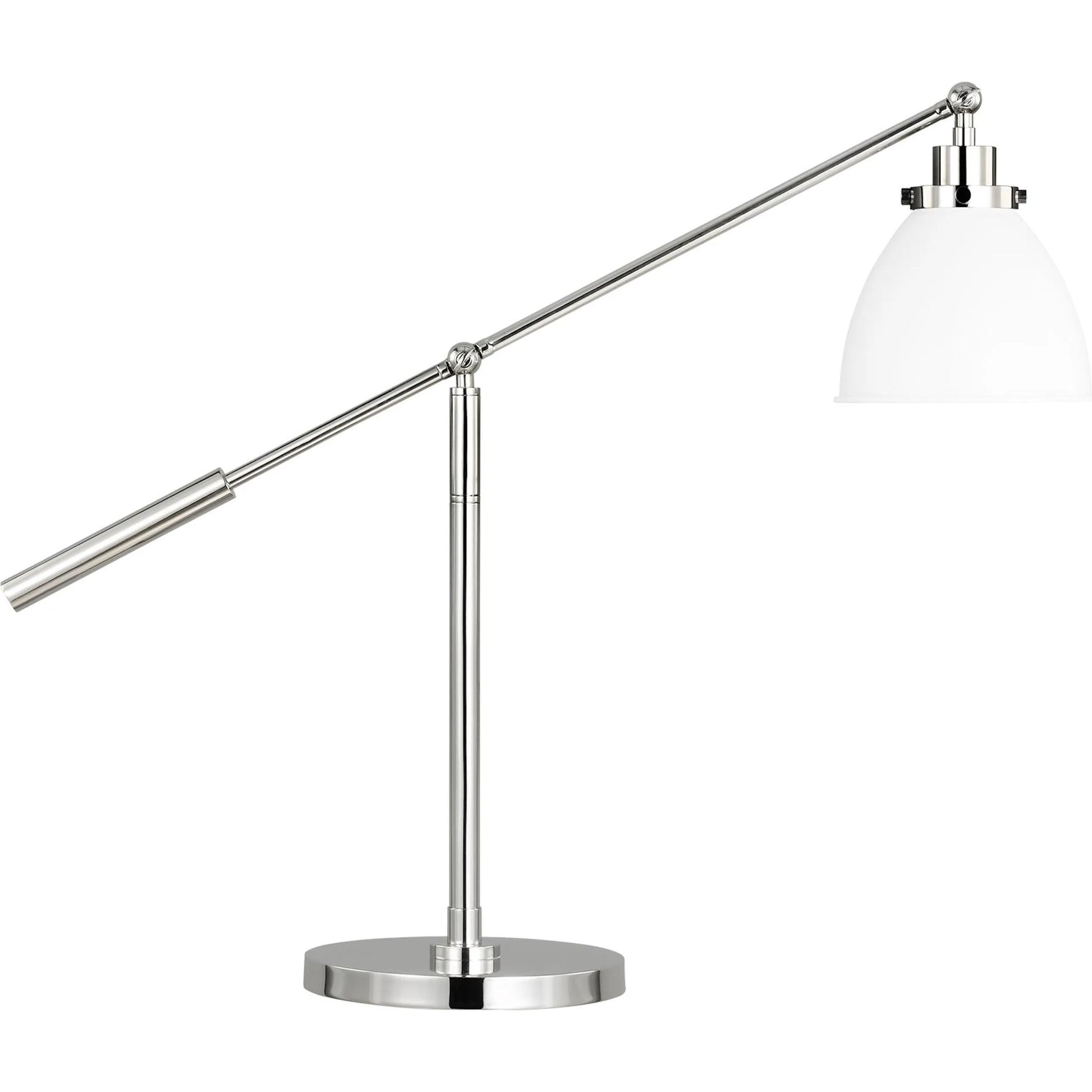 Wellfleet Dome Desk Lamp by Visual Comfort & Co. in matte white, polished nickel. Made from steel in a unique style.