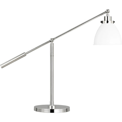 Wellfleet Dome Desk Lamp by Visual Comfort & Co. in matte white, polished nickel. Made from steel in a unique style.