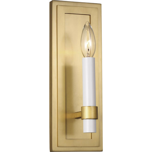 Marston Single Wall Sconce by Visual Comfort & Co. in burnished brass. Made from steel in a traditional style.