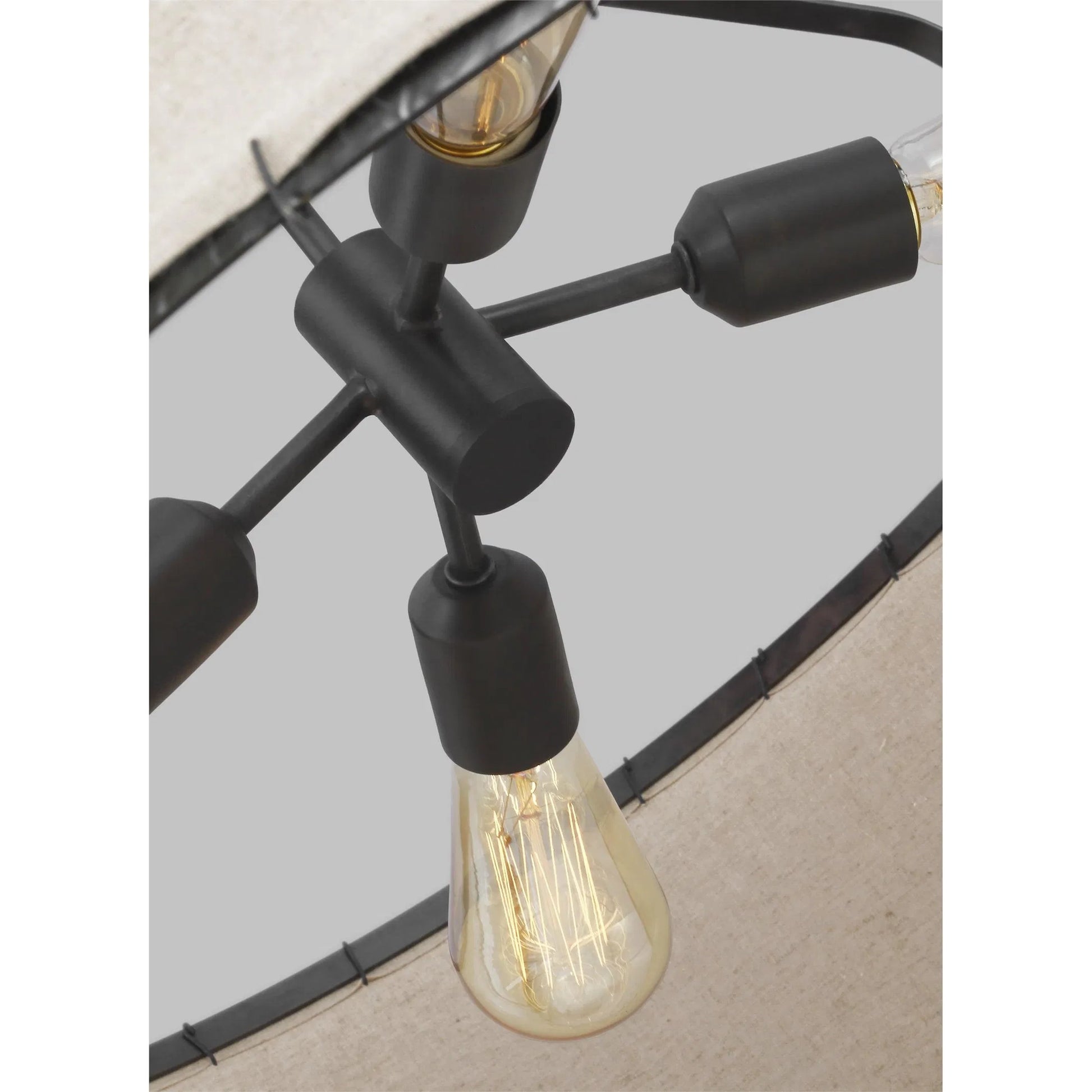 Dunne Wide Pendant by Visual Comfort & Co. in aged iron. Made from steel in a unique style.