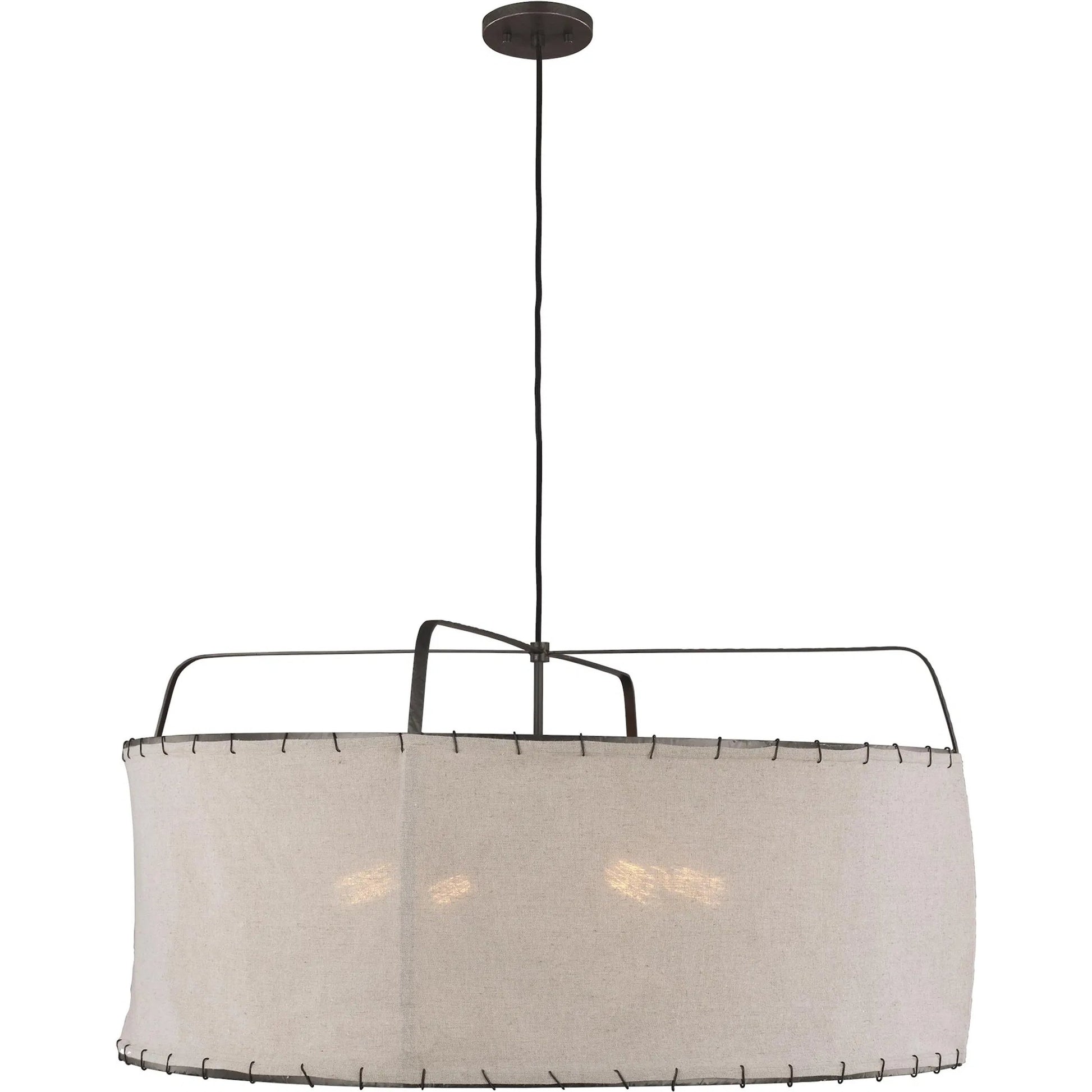 Dunne Wide Pendant by Visual Comfort & Co. in aged iron. Made from steel in a unique style.