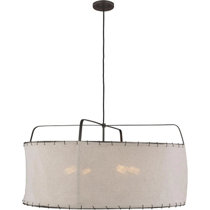 Dunne Wide Pendant by Visual Comfort & Co. in aged iron. Made from steel in a unique style.