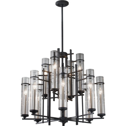 Ethan Multi-Tier Chandelier by Generation Lighting in antique forged iron, brushed steel. Made from steel in a modern style.