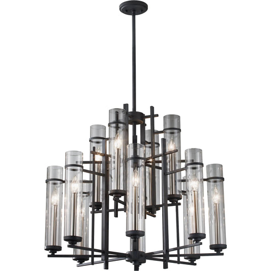 Ethan Multi-Tier Chandelier by Generation Lighting in antique forged iron, brushed steel. Made from steel in a modern style.