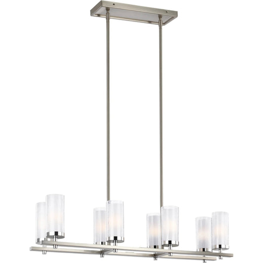 Jonah Island Chandelier by Generation Lighting in satin nickel, chrome. Made from steel in a modern style.