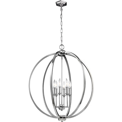 Corinne Globe Pendant by Generation Lighting in polished nickel. Made from unique in a modern style.