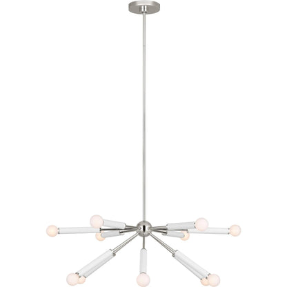 Monroe Down Chandelier by Visual Comfort & Co. in polished nickel. Made from steel in a unique style.