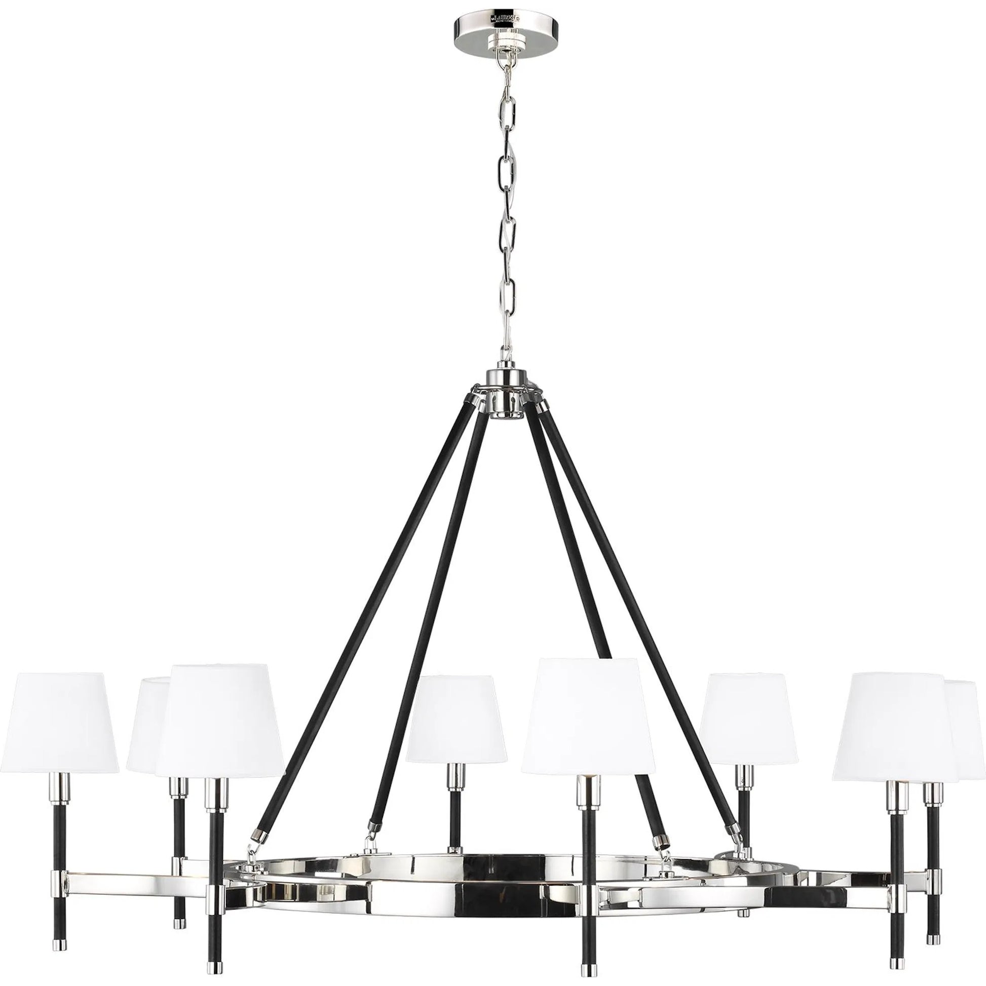 Katie Large Chandelier by Visual Comfort & Co. in time worn brass. Made from steel in a unique style.