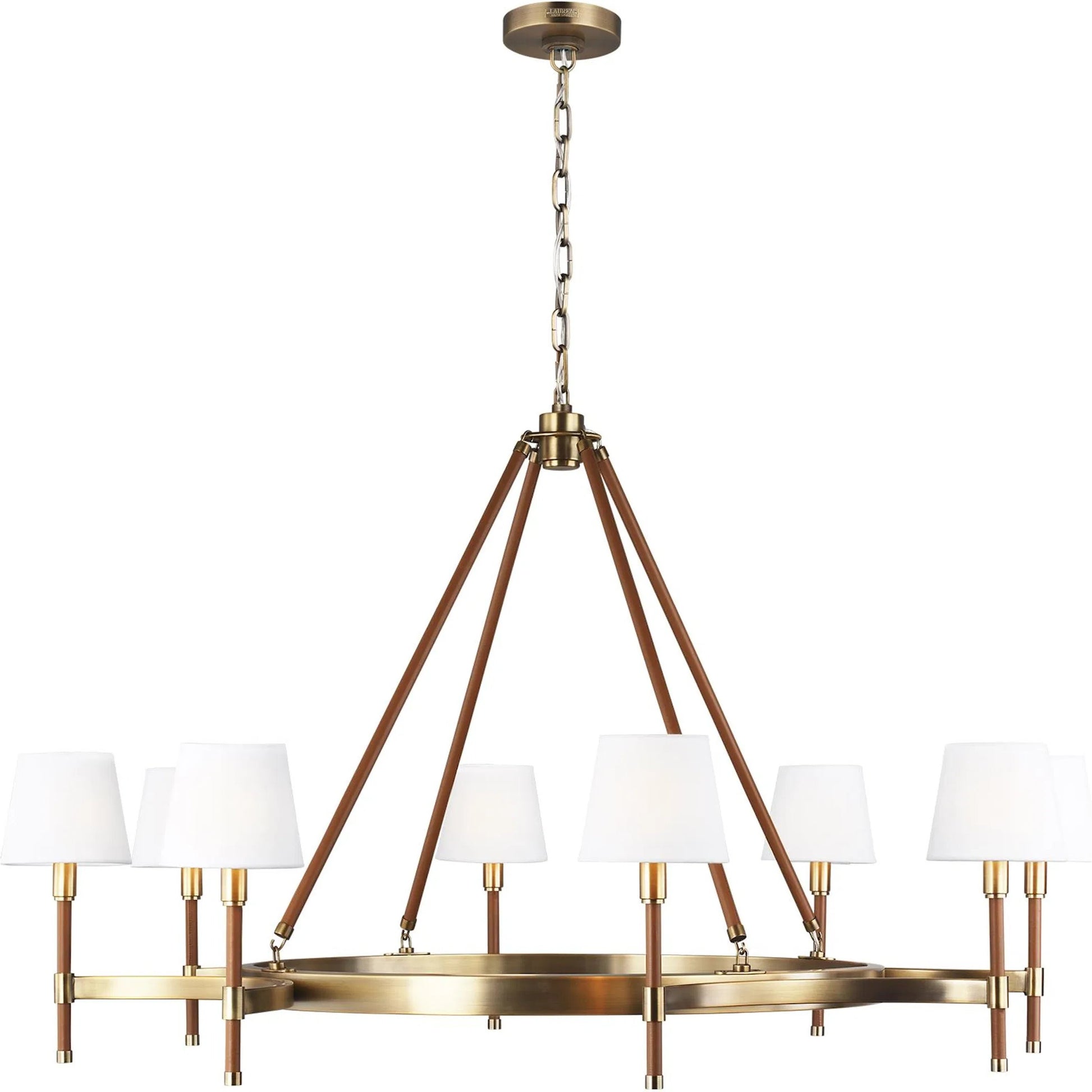 Katie Large Chandelier by Visual Comfort & Co. in time worn brass. Made from steel in a unique style.