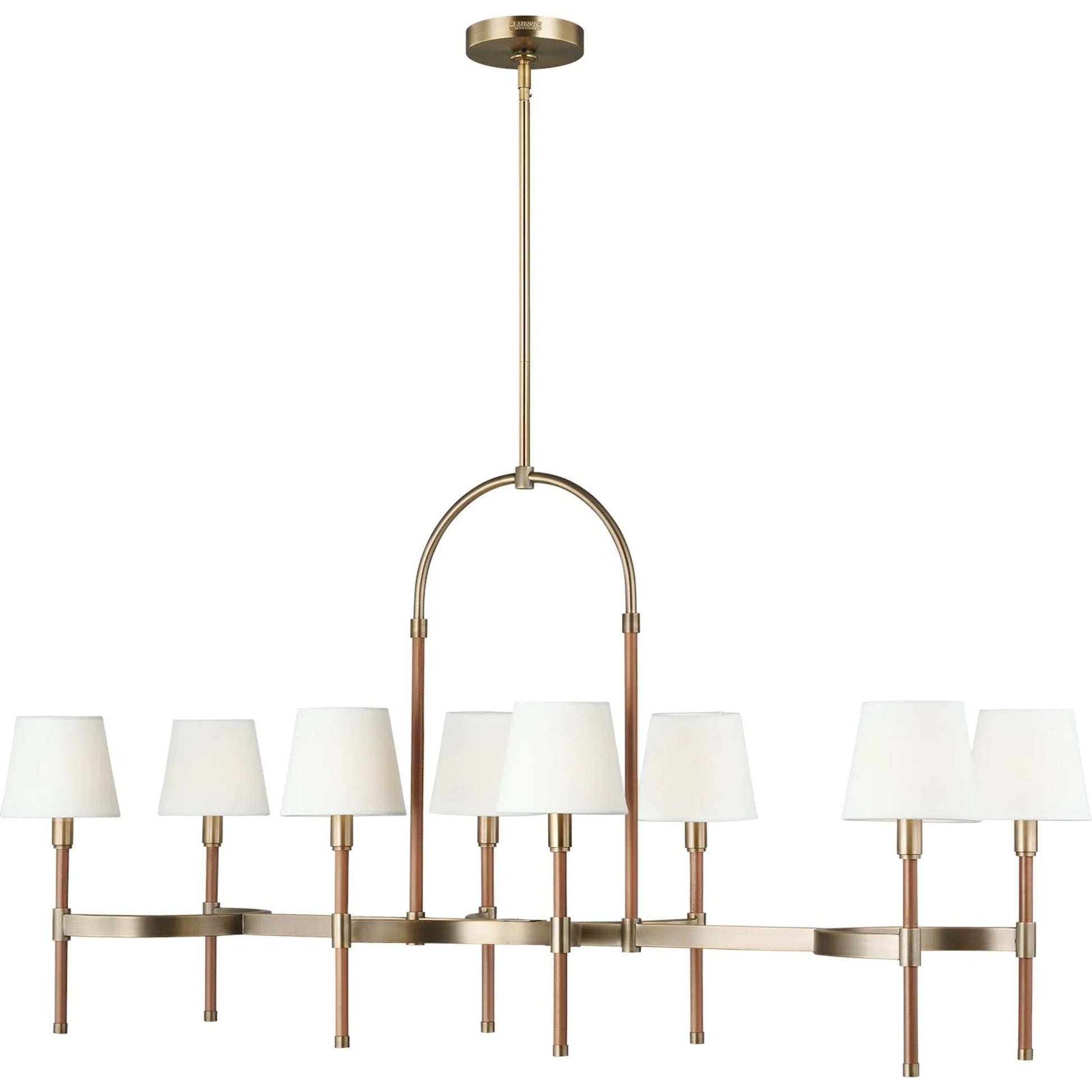 Katie Linear Chandelier by Visual Comfort & Co. in time worn brass. Made from steel in a unique style.